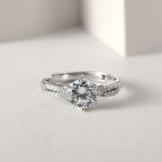 Sterling Silver Engagement Ring for Women — 925 Sterling Silver, CZ Solitaire, Hypoallergenic on model